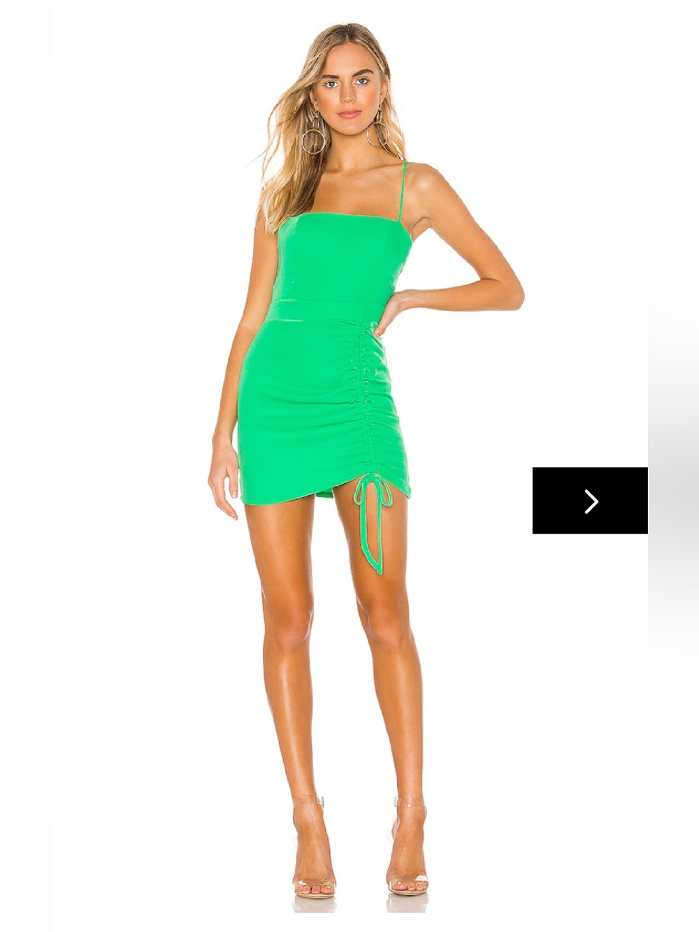 superdown FABIANA MINI DRESS IN KELLY GREEN Ruched Tie-Side  size Medium